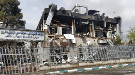 A damaged Iranian building thought to be a pharmaceutical facility, as shown in a photo posted by Foreign Minister Abbas Araghchi on X.