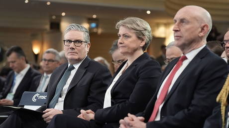 British Prime Minister Sir Keir Starmer, Foreign Secretary Yvette Cooper and Defence Secretary John Healey during the 62nd Munich Security Conference on February 14, 2026 in Munich, Germany.