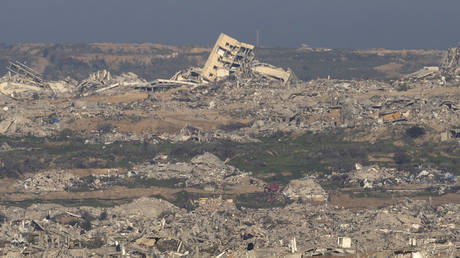 Destruction caused by the Israeli attacks in the Gaza Strip.