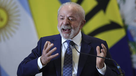 FILE PHOTO: Brazil's President Luiz Inacio Lula da Silva speaking during a summit.