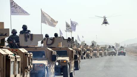 A military parade in Kandahar, Afghanistan on August 14, 2024