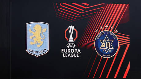 Fixture on screen at the UEFA Europa League match between Aston Villa and Maccabi Tel-Aviv in Birmingham, UK, November 06, 2025.