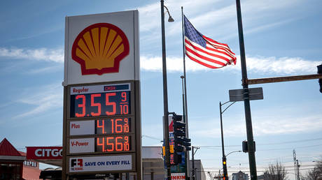 A gas station in Chicago, Illinois, March 2, 2026.
