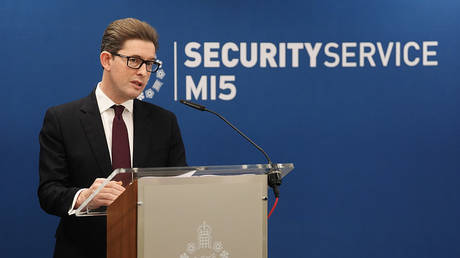 MI5 Director General Ken McCallum delivers a speech at Thames House in London, UK, October 16, 2025
