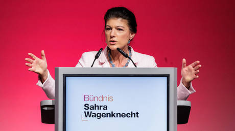 Sahra Wagenknecht at the BSW party congress in Magdeburg, Germany, December 6, 2025.