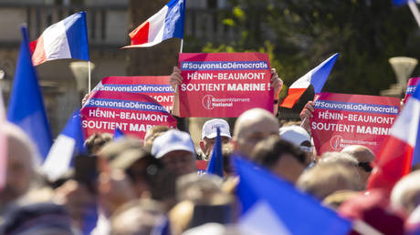 A rally in support of French politician Marine Le Pen, Paris, France, April 6, 2025.