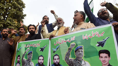 A protest in support of Pakistan's security forces following recent tensions with Afghanistan in Lahore on February 27.