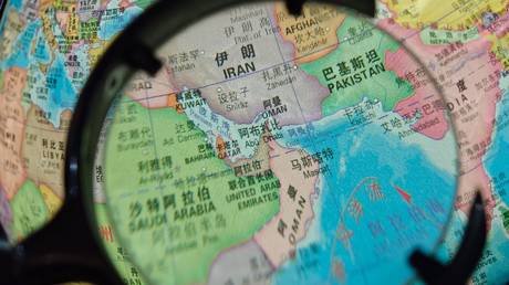 The Strait of Hormuz on a map.