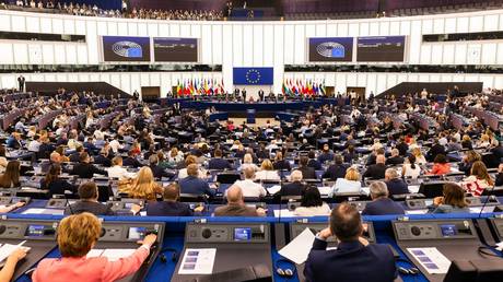 The European Parliament chamber, Strasbourg, France, July 10, 2025.