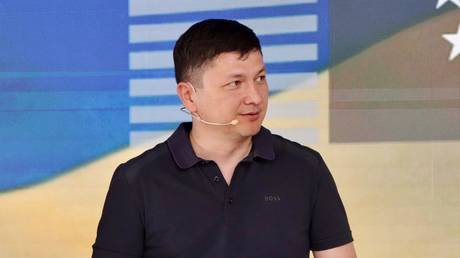Nikolaev Region Governor Vitaly Kim speaks at an event in Ukraine, 2025.