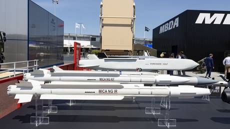 European missiles, including the MICA NG IR and the MICA NG RF, at Paris Air Show, June 2025.