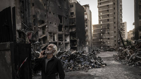 Buildings destroyed by Israeli airstrikes in Beirut, Lebanon, on April 10, 2026.