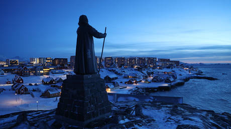 A statue of Hans Egede in Nuuk, Greenland, January 20, 2026.