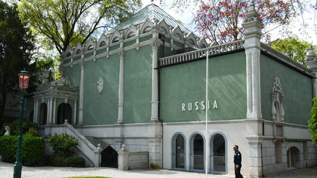 The closed Russian Pavilion prior to the 59th Biennale of Art, April 2022, Italy
