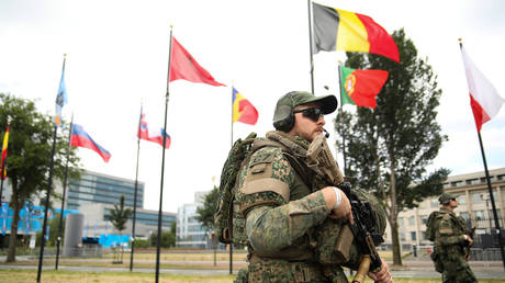 NATO soldiers seen during the US-led military bloc's summit in The Hague, Netherlands, June 23, 2025.