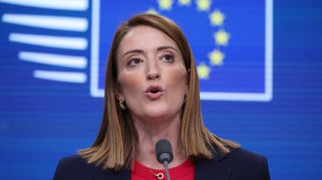 FILE PHOTO: European Parliament President Roberta Metsola.
