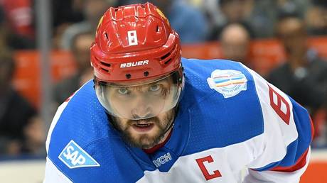 FILE PHOTO: Alexander Ovechkin playing for the Russian national hockey team.