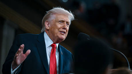 US President Donald Trump delivers the State of the Union address during a joint session of Congress in the House Chamber at the Capitol on February 24, 2026 in Washington, DC.