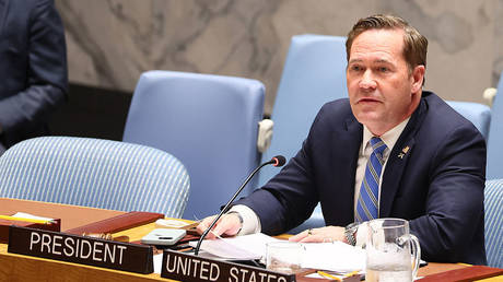 US Ambassador to the United Nations Mike Waltz at a UN Security Council meeting in New York, March 11, 2026.
