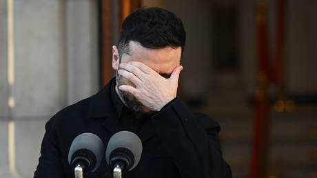 Ukrainian leader Vladimir Zelensky during a trip to Dublin, Ireland, on December 2, 2025.