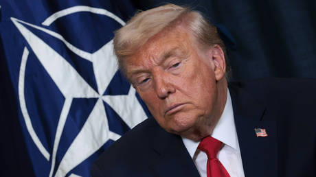 US President Donald Trump attends a bilateral meeting with NATO Secretary General Mark Rutte on the sidelines of the World Economic Forum (WEF) Annual Meeting on January 21, 2026 in Davos, Switzerland.