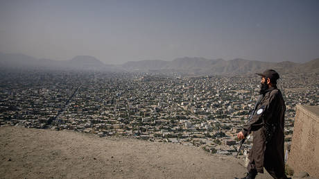 File photo of a Talib patrolling in the hills above Kabul on September 17, 2025, in Kabul, Afghanistan.