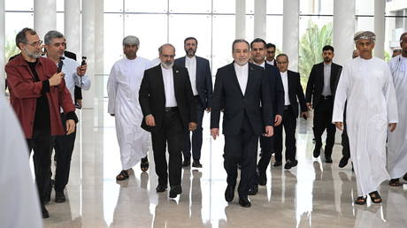Iranian Foreign Minister Seyed Abbas Araghchi and his accompanying delegation depart for the site of the bilateral talks in Muscat, Oman, February 6, 2026.
