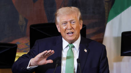 US President Donald Trump speaks at the US Capitol on March 17, 2026 in Washington, DC.