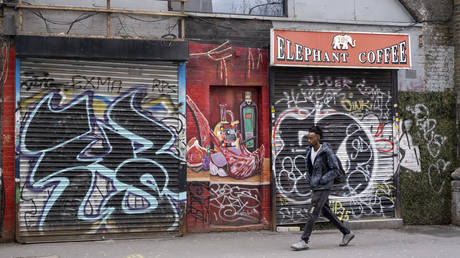 FILE PHOTO: Closed-down small businesses at Elephant and Castle, London, UK, February 28, 2026.