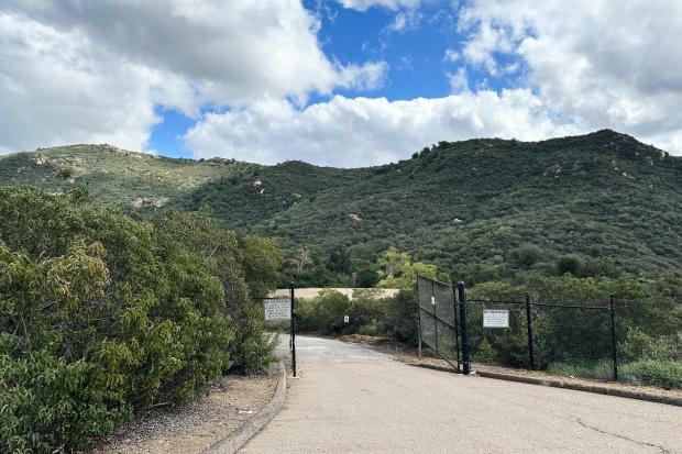 The entrance to the city's firing range is shown on Wednesday, Feb. 18, 2026 in Escondido, Calif. (AP Photo/Amy Taxin)