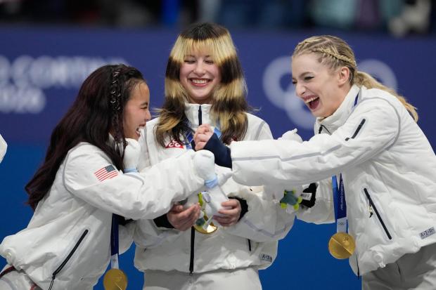 From left, Ellie Kam, Alysa Liu and Amber Glenn of Team USA 