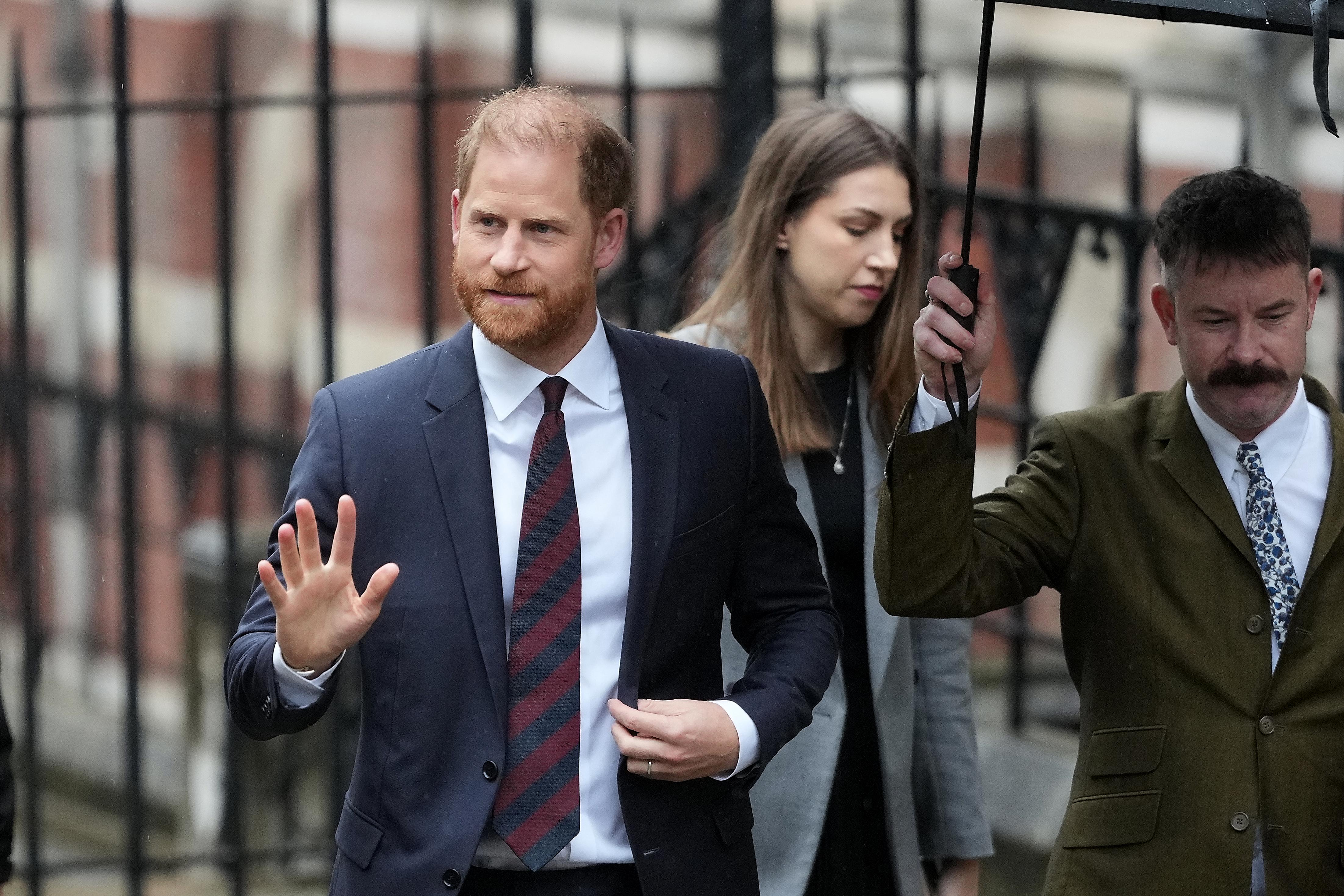 Britain’s Prince Harry arrives at London’s High Court to lead...