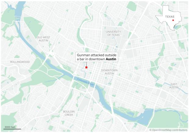 A map showing the location of the shooting in downtown Austin. (AP Digital Embed)