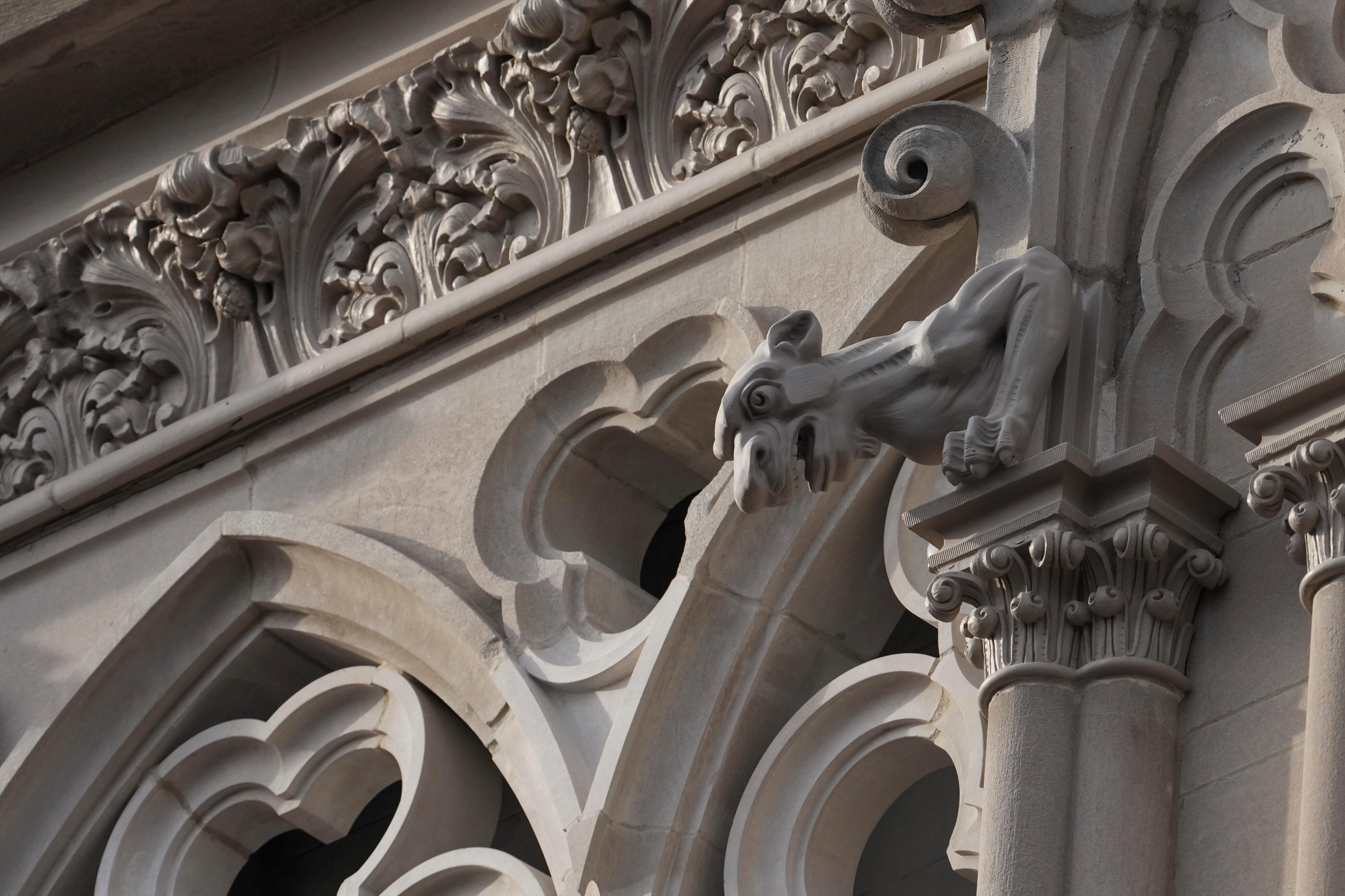 A general view of gargoyles on the Cathedral Basilica of...