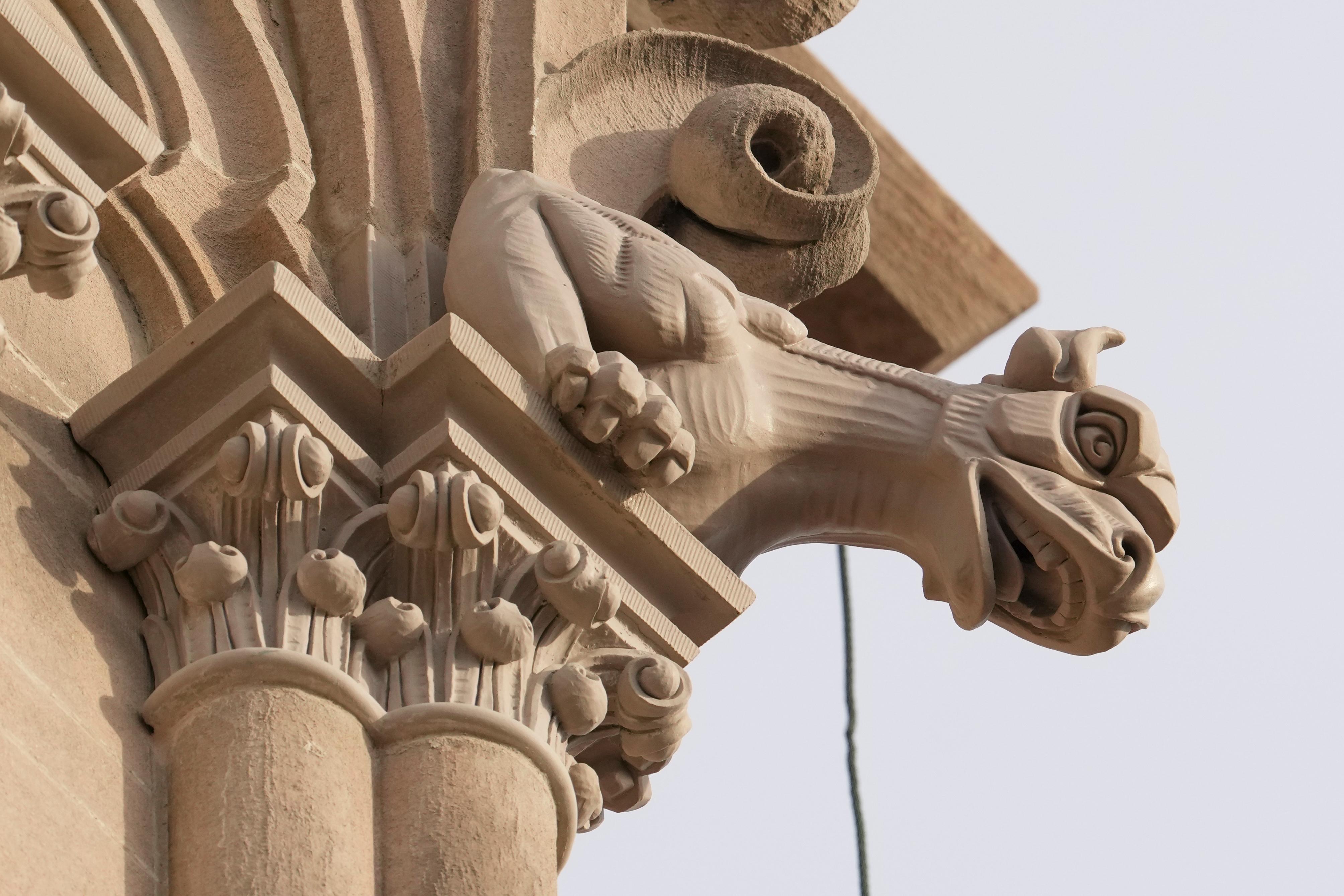 A general view of gargoyles on the Cathedral Basilica of...