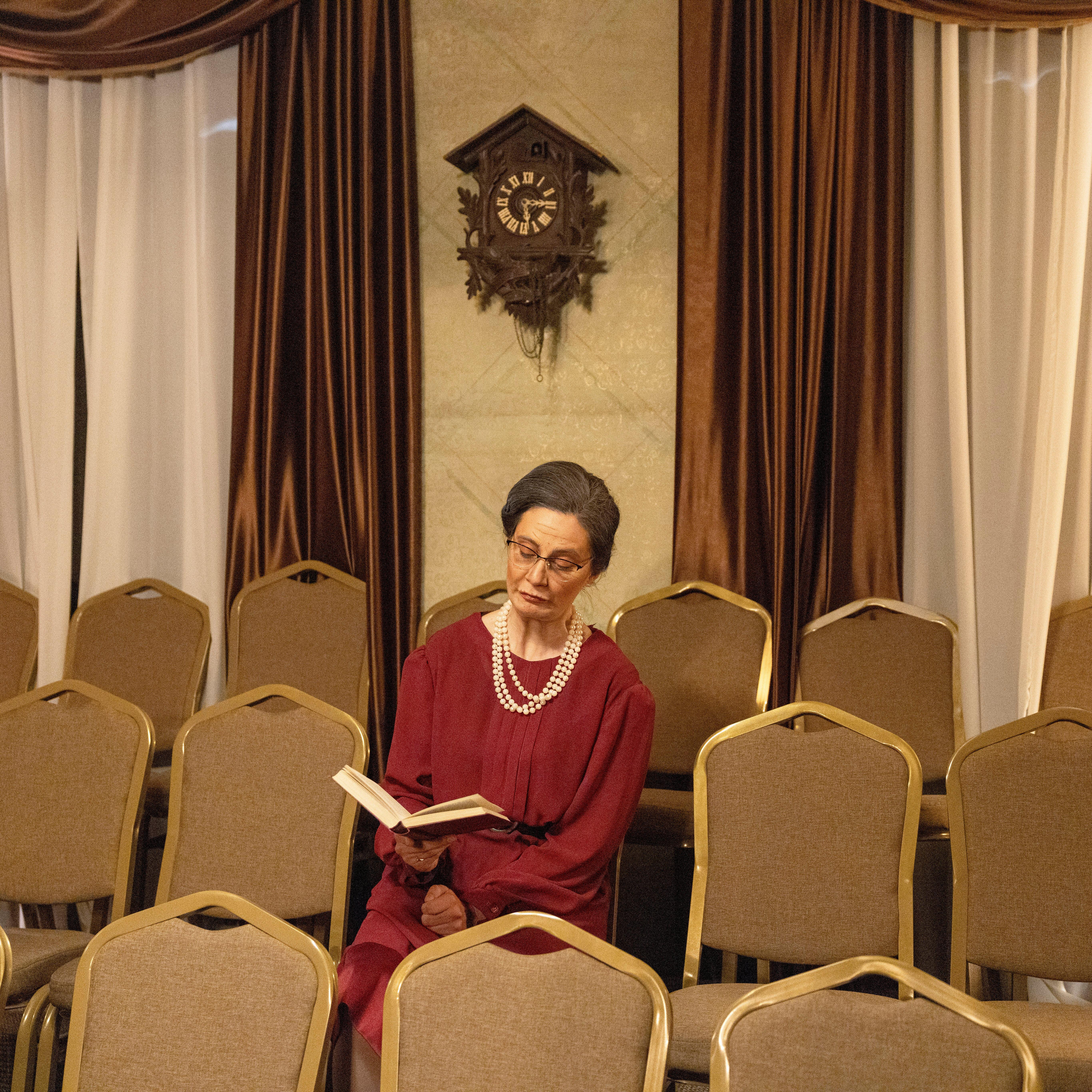 Tamara Masic, an amateur actor, poses for a photograph in...