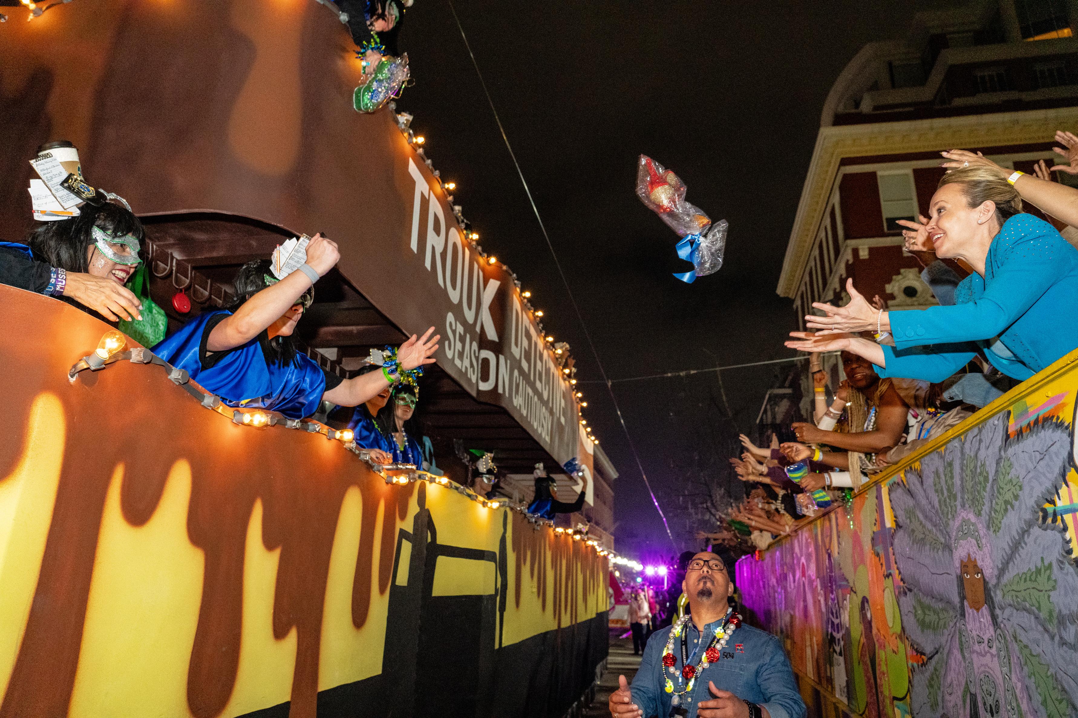 New Orleans Mayor Helena Moreno, right, attends the annual Krewe...