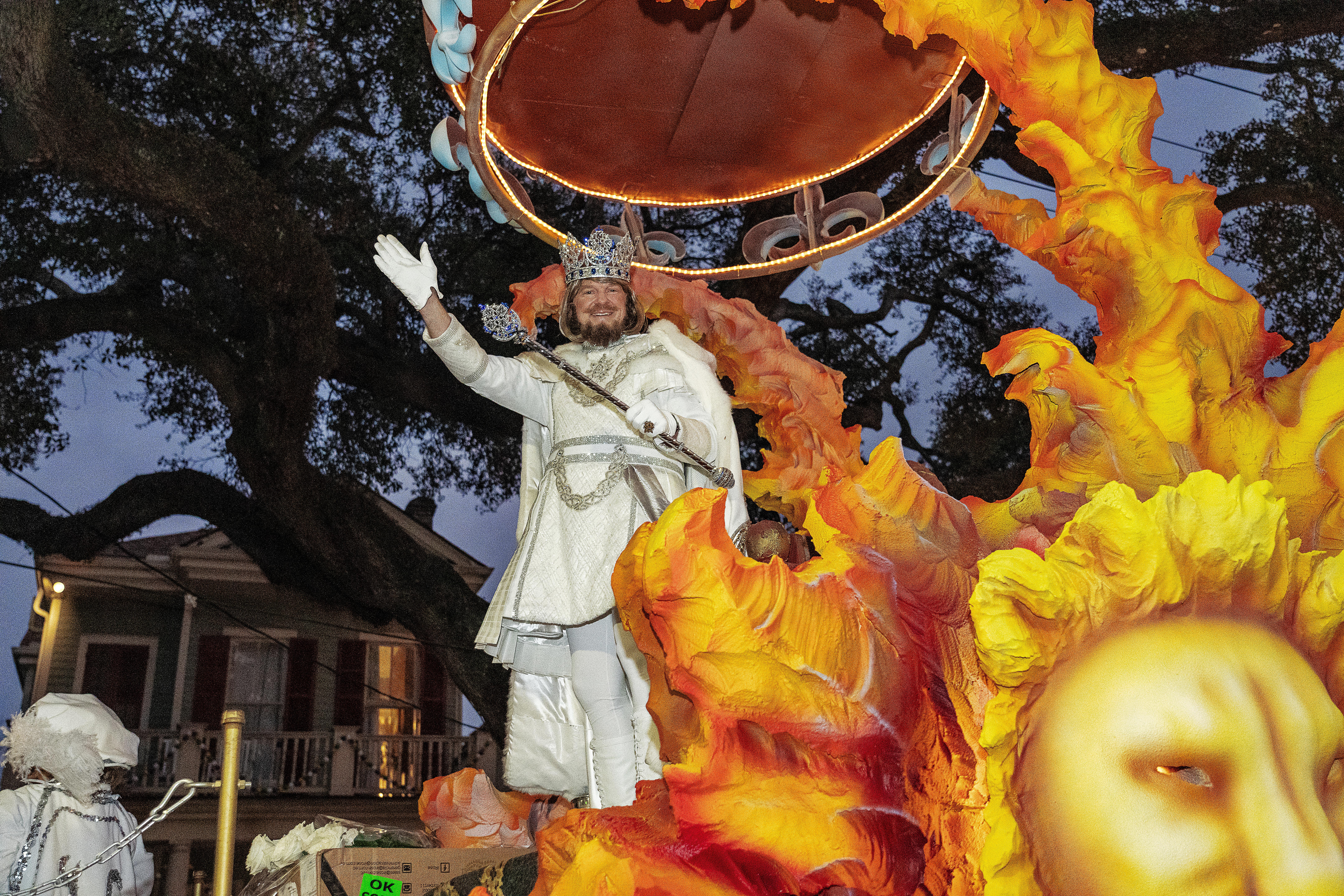 Attendees participate in the annual Krewe of Hermes Parade during...