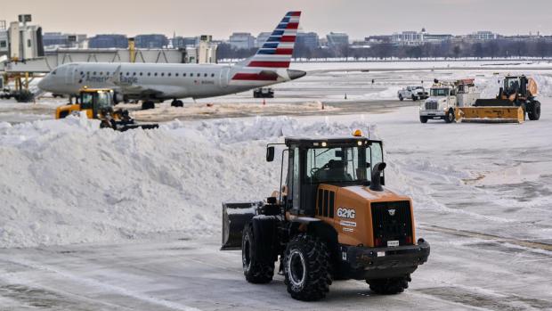 Snow and ice is cleared at Ronald Reagan Washington National Airport