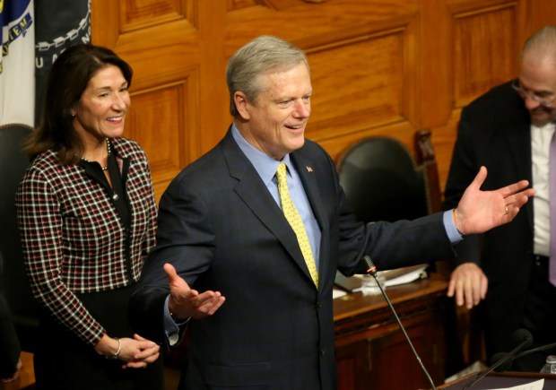Members of there Massachusetts House of Representatives are sworn in by Governor Charlie Baker at the State House on Wednesday,January 4, 2023 in Boston, MA. (Staff Photo By Nancy Lane/Boston Herald)