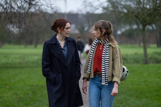 Charlotte Ritchie as DS Ashleigh Francis and Rose Ayling-Ellis in Alison Brooks in a scene from "Code of Silence." (Courtesy BritBox)