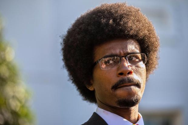 FILE - Tennessee state lawmaker Rep. Justin Pearson, D-Memphis, speaks with reporters after meeting with President Joe Biden and Vice President Kamala Harris in the Oval Office of the White House in Washington, April 24, 2023. (AP Photo/Andrew Harnik, File)