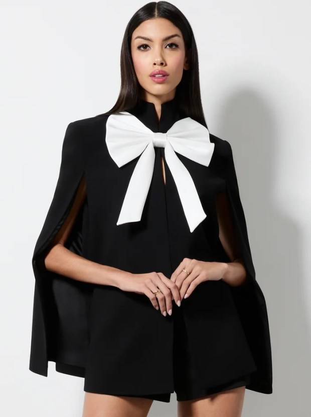 Alice and Olivia's Philippa Bow Cape Jacket. (Photo bloomingdales.com)