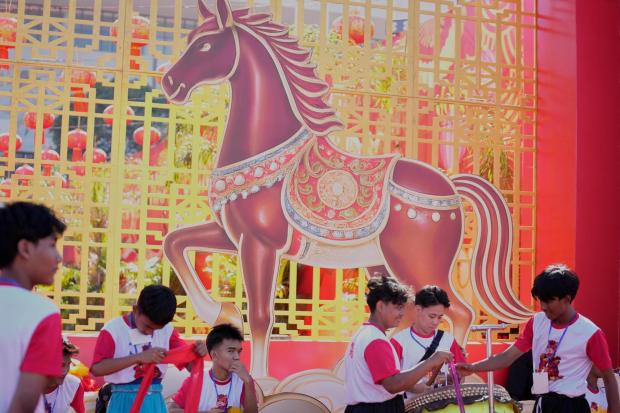 Local Chinese artists group gather to perform during celebration of the Lunar New Year of the Horse