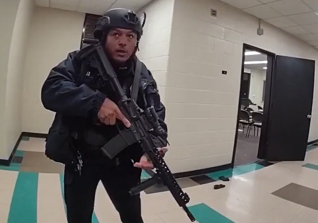 Police respond to the Brown University shooting Dec. 13, 2025. (Providence Police body camera video.)