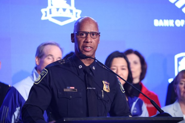Chief Kenneth Green of MBTA speaks at the Boston Marathon security press conference on April 18. (Staff Photo By Stuart Cahill/Boston Herald)