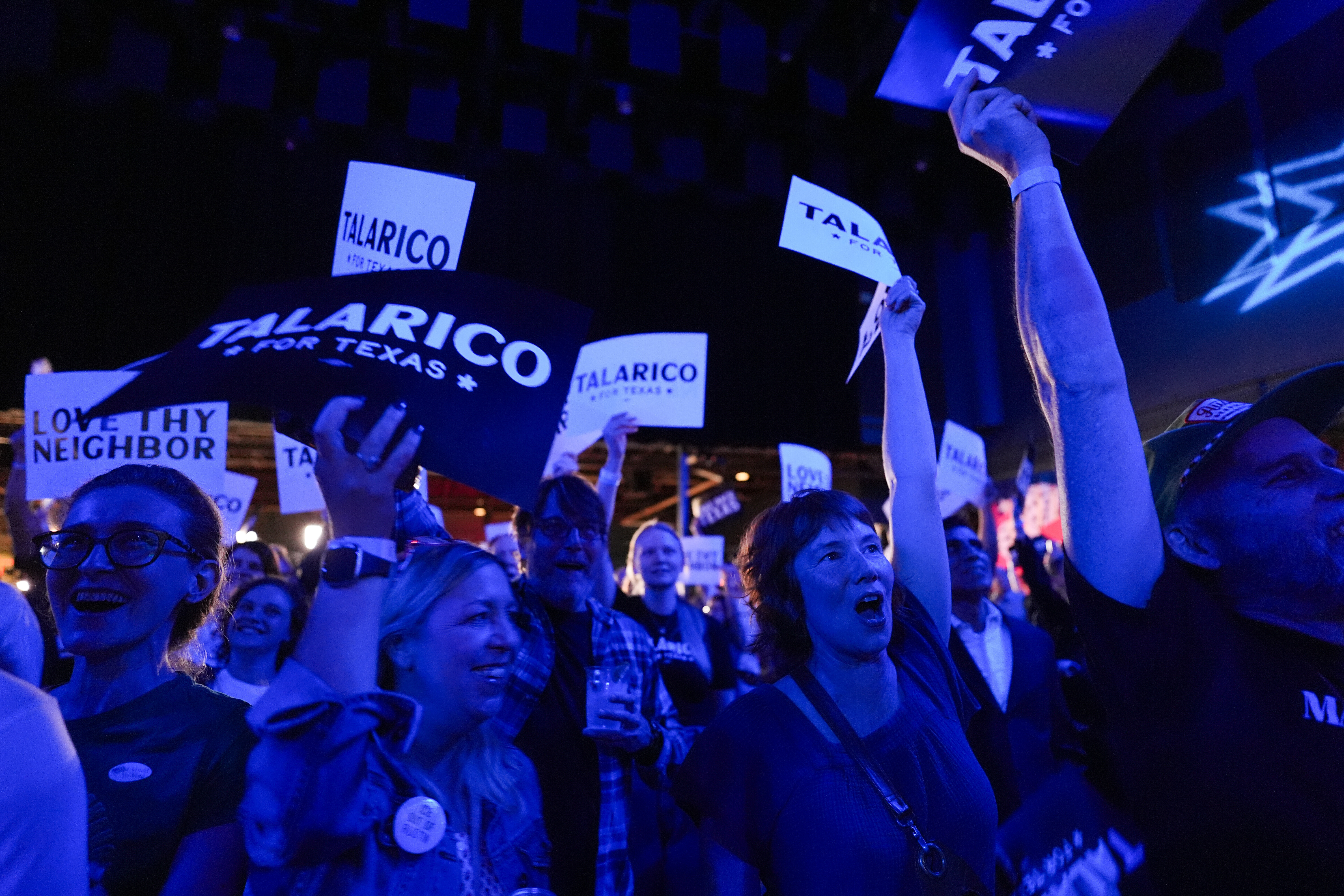 Supporters of Texas state Rep. James Talarico, D-Austin, a Democratic...