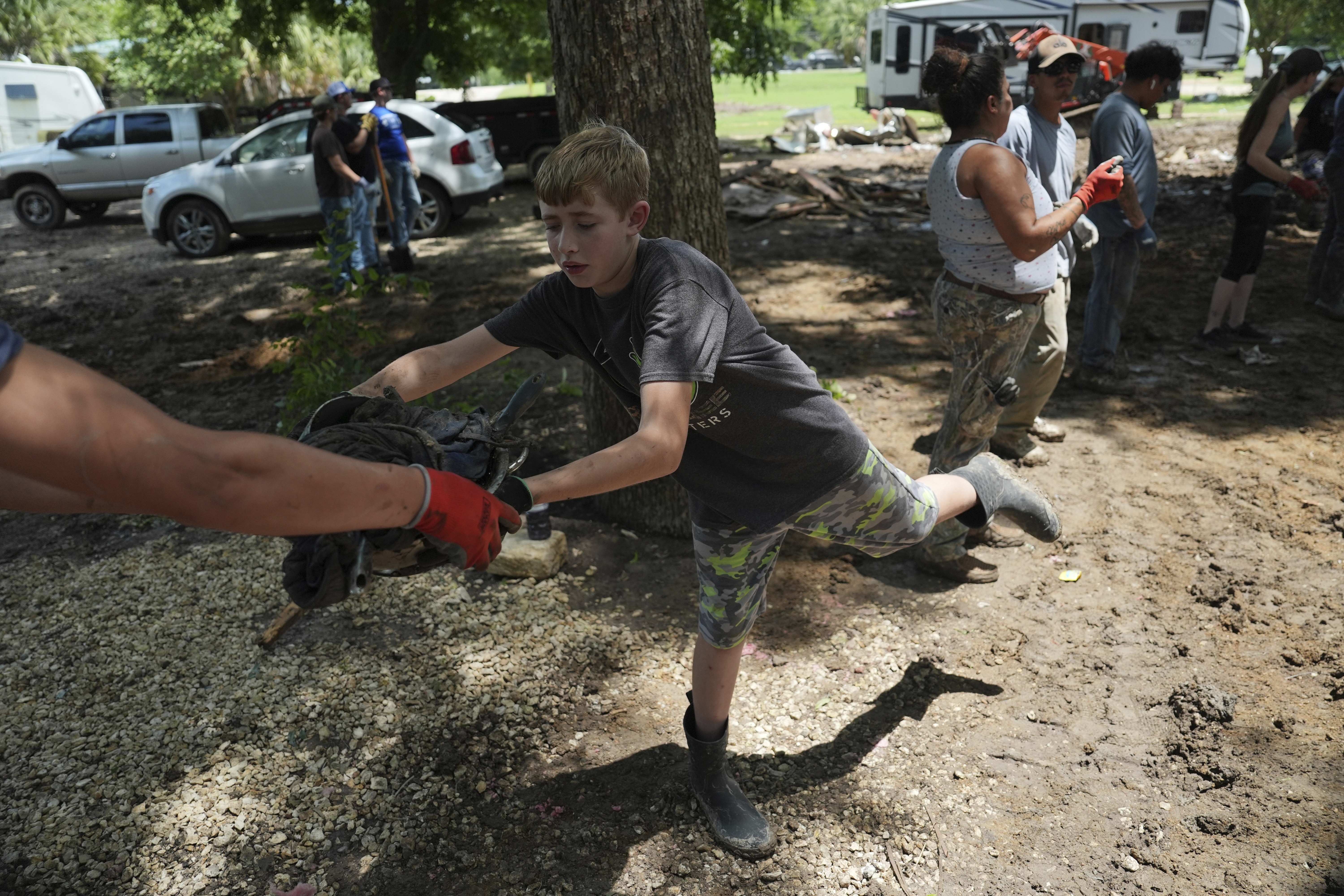 Colton Chancy, 11, a resident at a nearby RV park,...