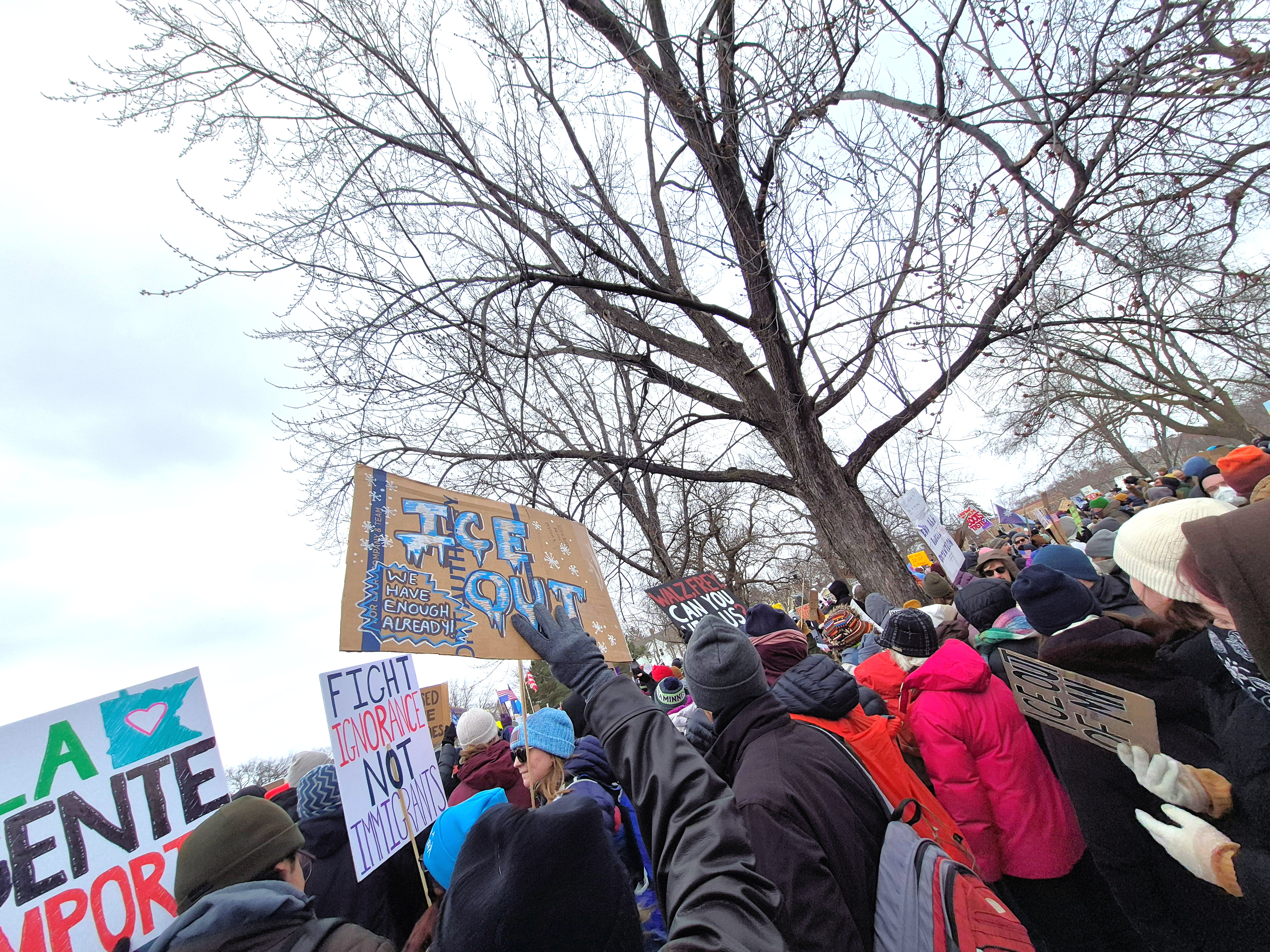Thousands gathered at Powderhorn Park in Minneapolis on Jan. 10, 2026 to protest ICE's presence in the city.