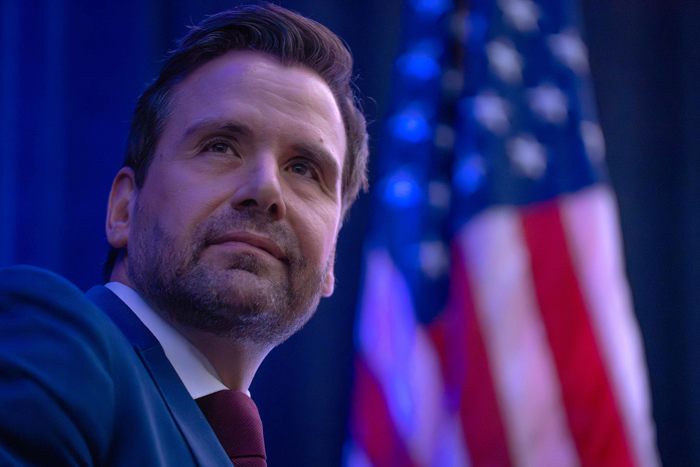 Josh Turek, Democratic candidate for U.S. Senate, looks over at supporters before he speaks during the Iowa Democratic Party&iacute;s